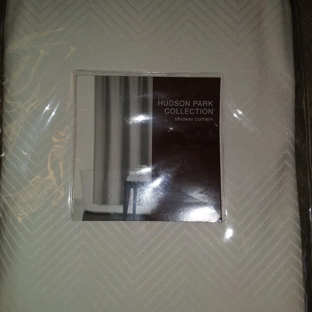 Hudson Park White Chevron Shower Curtain